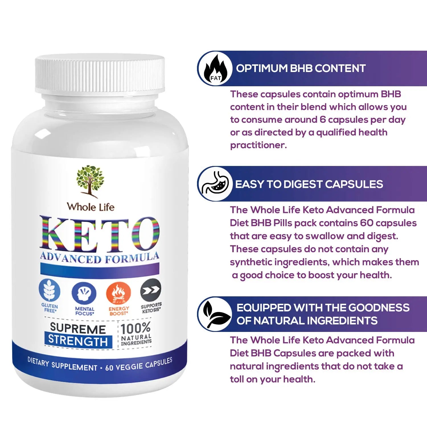 WHOLE LIFE Keto Advanced Formula Diet BHB Pills - Ketogenic All Natural, Support WHOLE LIFE Au supplements