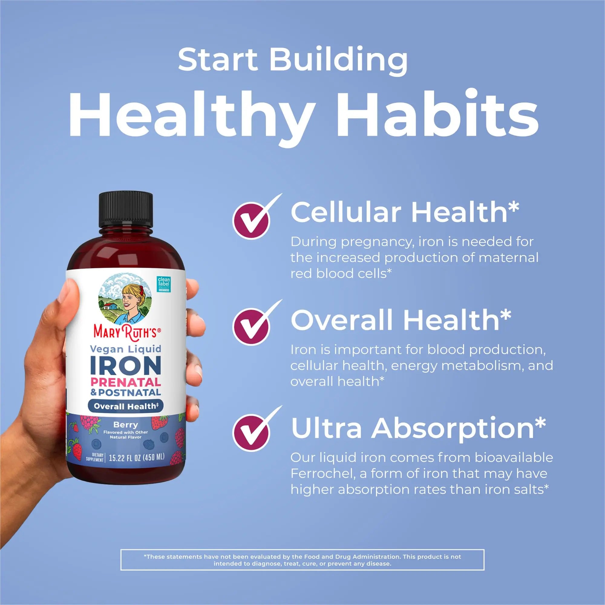 MaryRuth Organics | Liquid Iron Supplement Prenatal & Postnatal for Pregnant & Lactating | Iron Deficiency | Immune Support | Sugar/Gluten Free | Vegan | Non-GMO | 15.22 Fl Oz MARYRUTH'S Au supplements