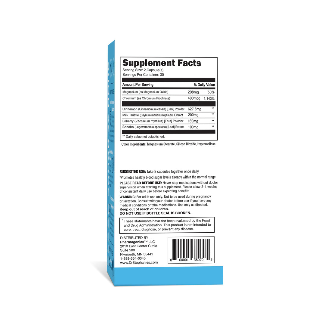 Pharmaganics Blood Sugar 24 Hour - 6 in 1 Formula with Cinnamon, Banaba, Chromium, Milk Thistle, & More - Once Daily Supplement Pharmaganics Au supplements