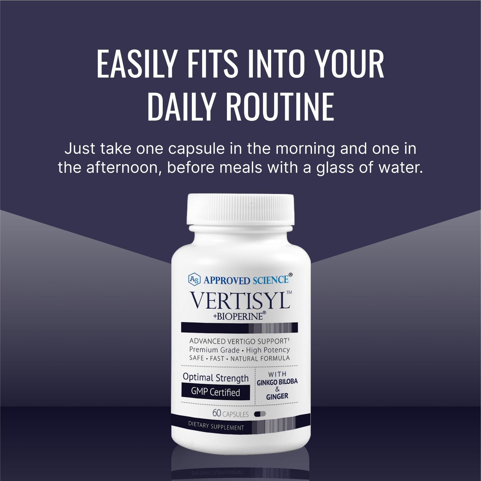 Approved Science VertiSyl - Ginkgo Biloba, Ginger, Vitamin D3, BioPerine - 60 Capsules - 1 Month Supply Approved Science Au supplements