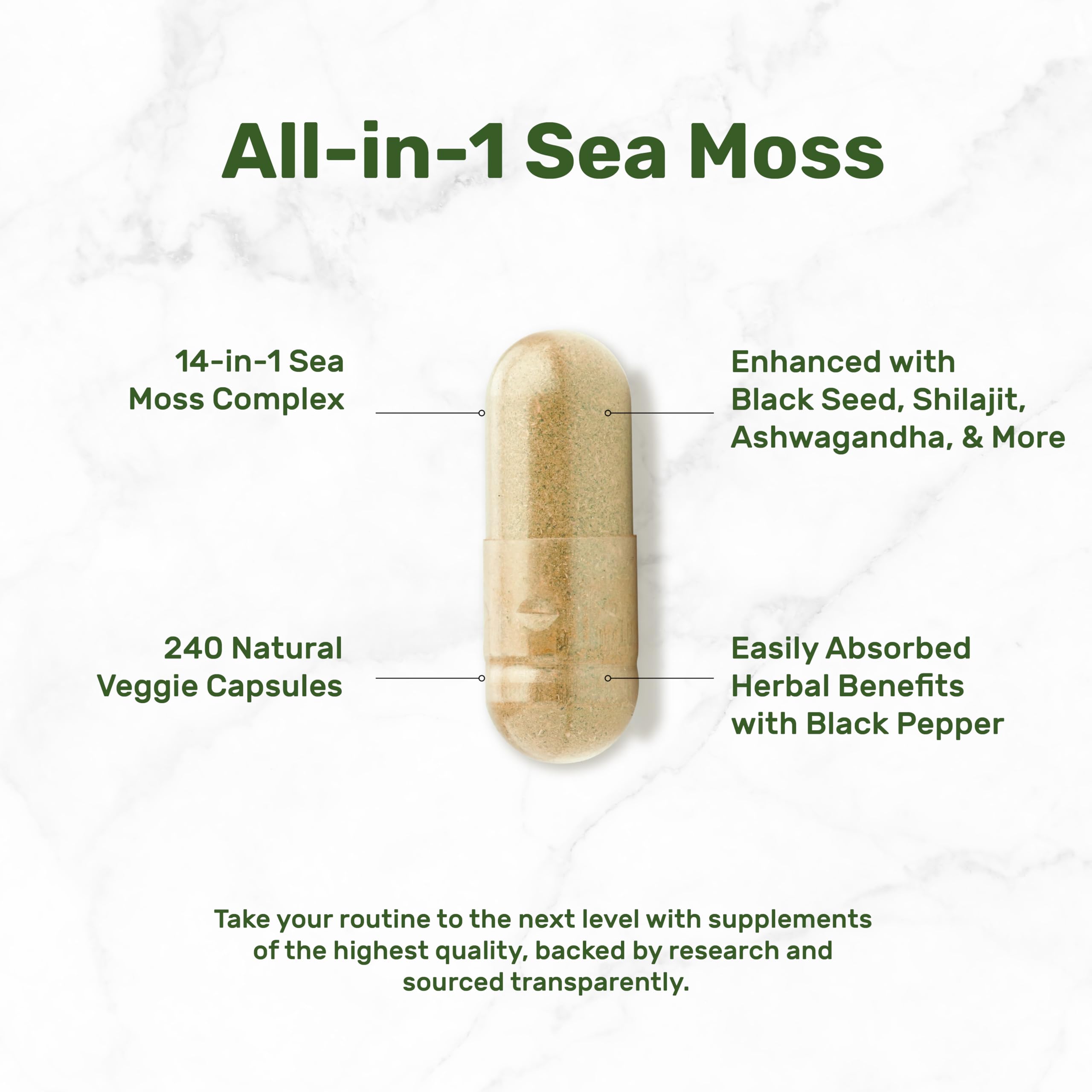 DEAL SUPPLEMENT Irish Sea Moss 240 Veggie Capsules – 14 Superfood Complex with Black Seed Oil, Ashwagandha, & Ginger DEAL SUPPLEMENT Au supplements