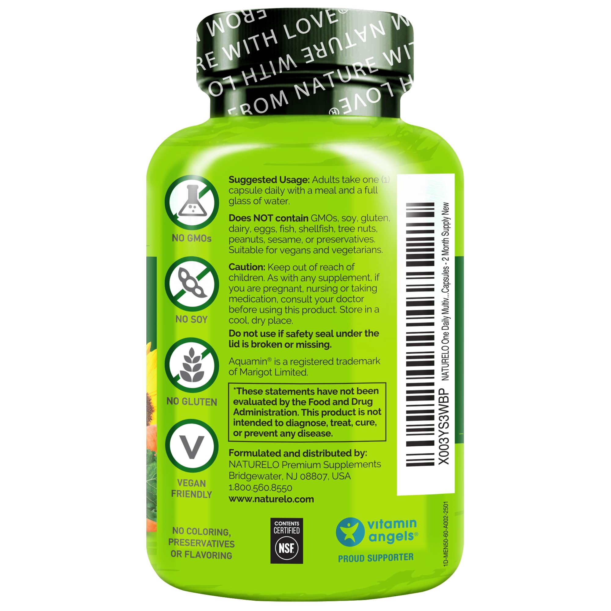 NATURELO Mens Multivitamins for Men 50+ - One Daily Multivitamin for Men with Vitamins, Minerals & Organic Whole Foods, Boost Energy & Health, Non-GMO, 60 Vegetarian Capsules NATURELO Au supplements