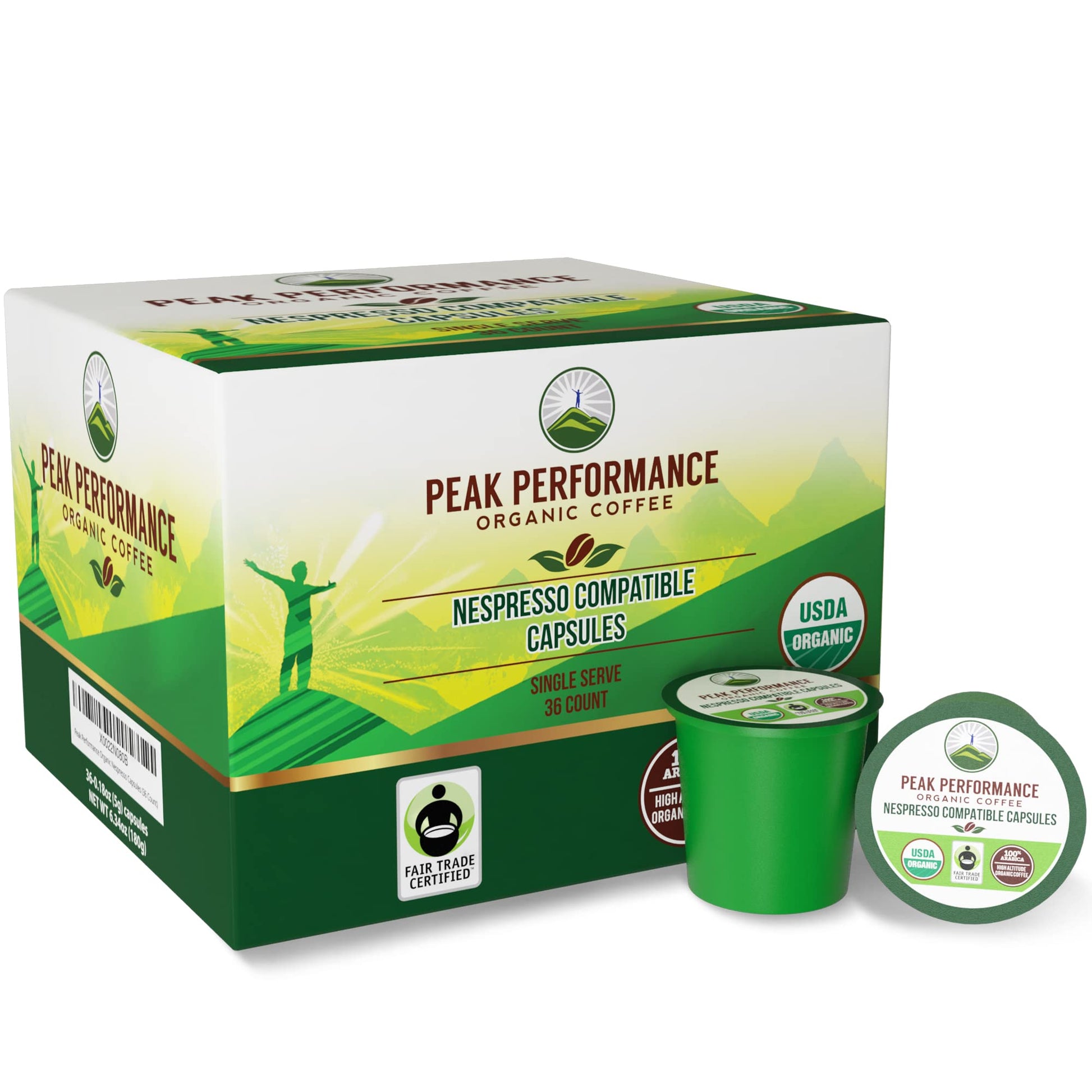 Peak Performance Organic Capsules for Nespresso Machines - Fair Trade, Low Acid, Organic Espresso Coffee Pods (36 Count) Compatible with All Nespresso Capsule Brewers - Medium Roast Single Serve Pod Peak Performance Au supplements