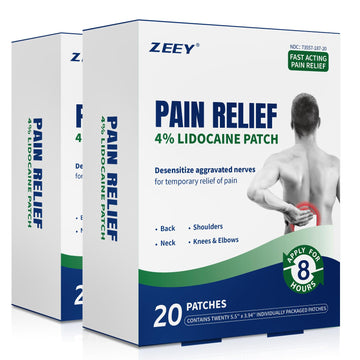 ZEEY 4% Lidocaine Pain Relief Patches, Maximum Strength OTC, for Back, Knee, Neck, Shoulders, Joints, Muscle Soreness, Fast Acting, Topical Anesthetic, Large Gel Patch, 5.5" x 3.94", 40Ct ZEEY Au supplements