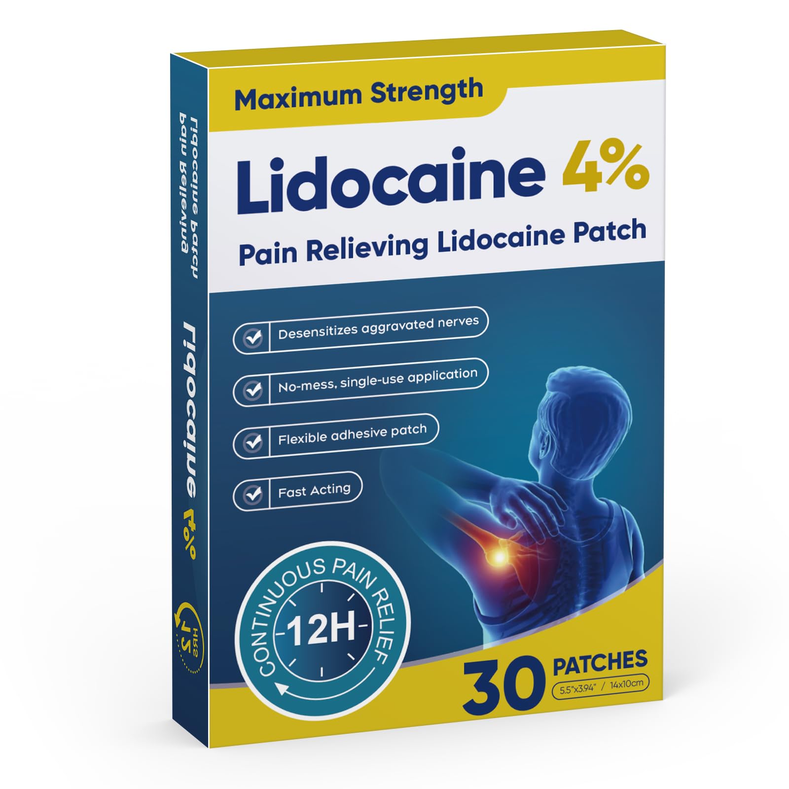 Teemofe 4% Lidocaine Pain Relief Patches – Maximum OTC Strength, Fast-Acting Targeted Relief, 30 Count, for Muscle & Joint Discomfort - 589 Teemofe Au supplements
