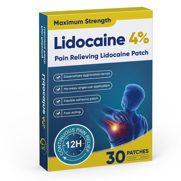 Teemofe 4% Lidocaine Pain Relief Patches – Maximum OTC Strength, Fast-Acting Targeted Relief, 30 Count, for Muscle & Joint Discomfort - 589 Teemofe Au supplements