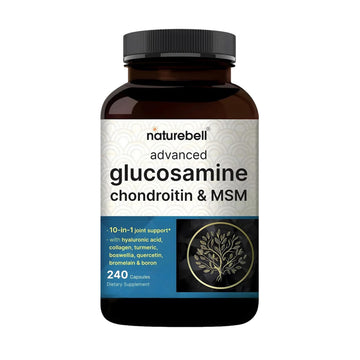 NatureBell Advanced Glucosamine Chondroitin & MSM - 240 Capsules - 10-in-1 Joint Support Complex* - Includes Hyaluronic Acid, Turmeric, Glucosamine, Collagen & More NatureBell Au supplements