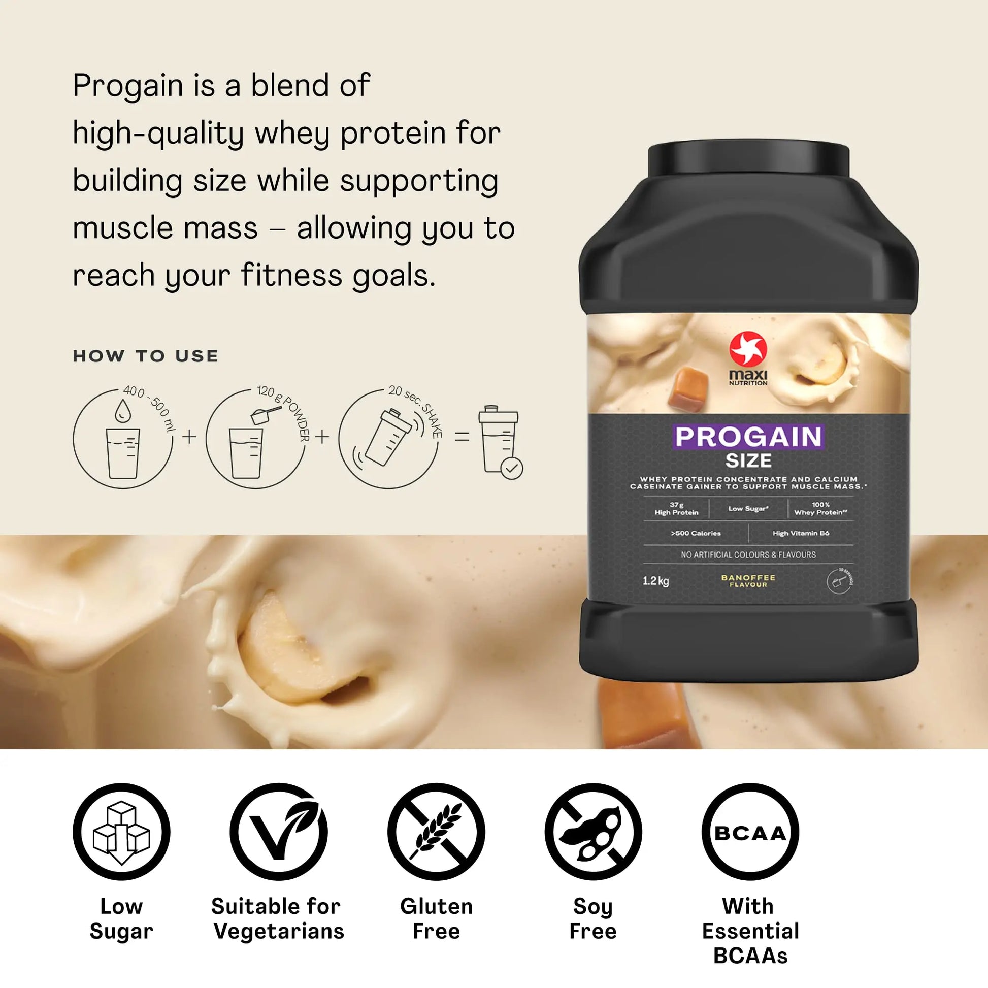 MaxiNutrition - Progain, Banoffee - Whey Protein Powder for Size & Muscle Mass – Low Sugar MaxiNutrition Au supplements