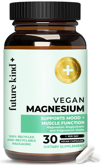 Future Kind Magnesium Glycinate, Supports Muscle and Nerve Function, High Absorption Chelated Magnesium Supplement, Nightly Calm, Energy & Metabolism, Highly Bioavailable & Potent - 30 Vegan Capsules Future Kind Au supplements