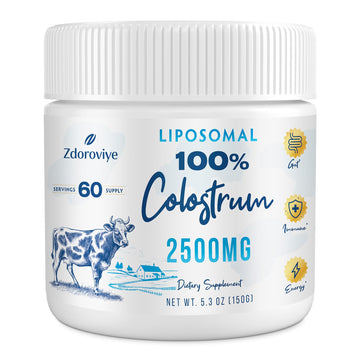 Zdoroviye Liposomal Bovine Colostrum Powder Supplement 2500 mg, Higher Absorption Than Regular Bovine Colostrum (60 Servings) Zdoroviye Au supplements