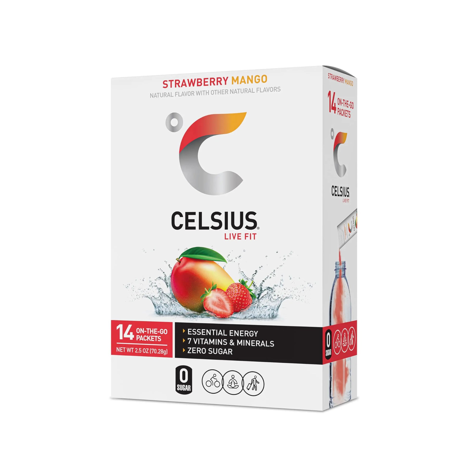 CELSIUS On-the-Go Powder Sticks Strawberry Mango, Essential Energy 14 Sticks per Pack CELSIUS Au supplements