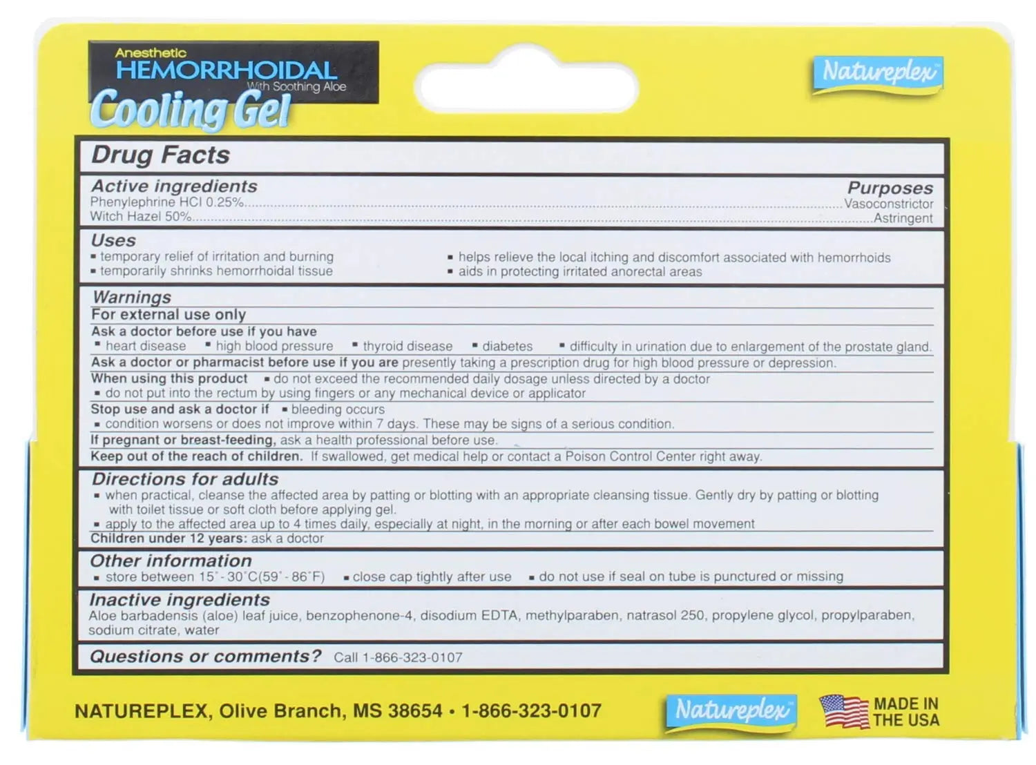 Natureplex Anesthetic Hemorrhoidal Cooling Gel 0.9 oz (2 Pack) – Witch Hazel & Phenylephrine, Soothing Aloe Formula for Temporary Itching, Burning & Swelling Relief - Made in USA Natureplex Au supplements
