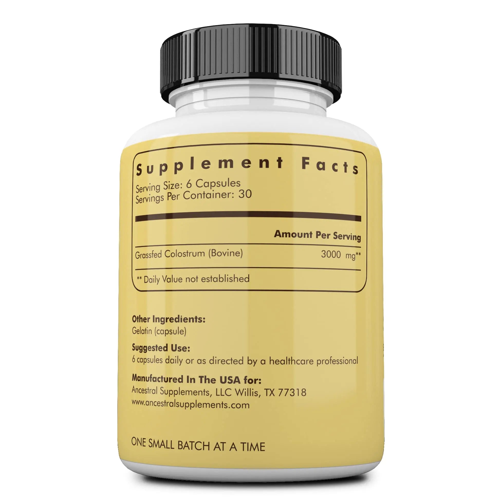 Ancestral Supplements Grass Fed Beef Colostrum Supplement, 3000 mg, 180 Capsules Ancestral Supplements Au supplements