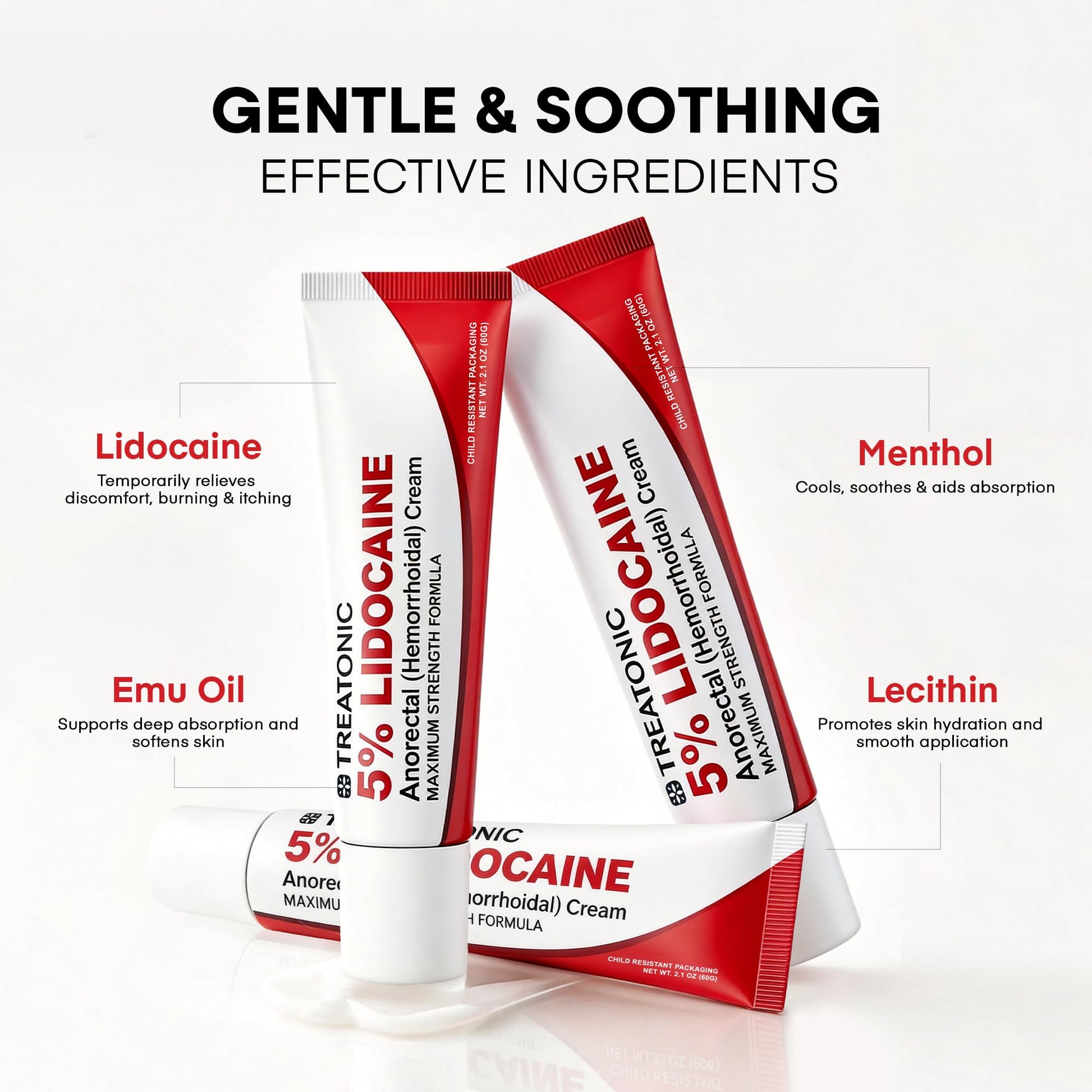 Treatonic 5% Lidocaine Numbing Cream: Lidocaine Cream for Pain Relief, Itching, Burning, Soreness, Hemorrhoid - Maximum Strength Topical Numb Cream - Fast Acting & Long Lasting Numbing Cream - 4.2 oz Treatonic Au supplements