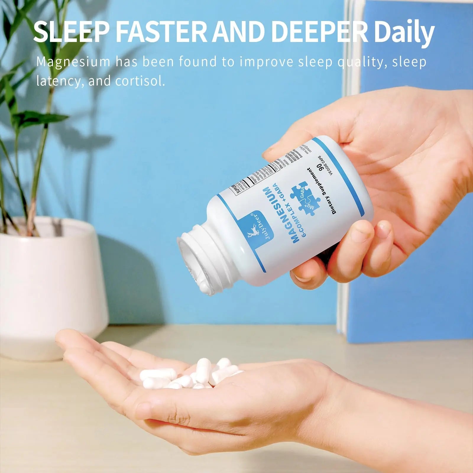 JulyDeer Sixfold Magnesium Complex | 350mg of Magnesium Glycinate, Malate, Citrate, Taurine, Oxide, Mg+ for Muscles,Nerves,& Energy, GABA Sleep Support | High Absorption | Vegan | 90 Capsules Risabou Au supplements