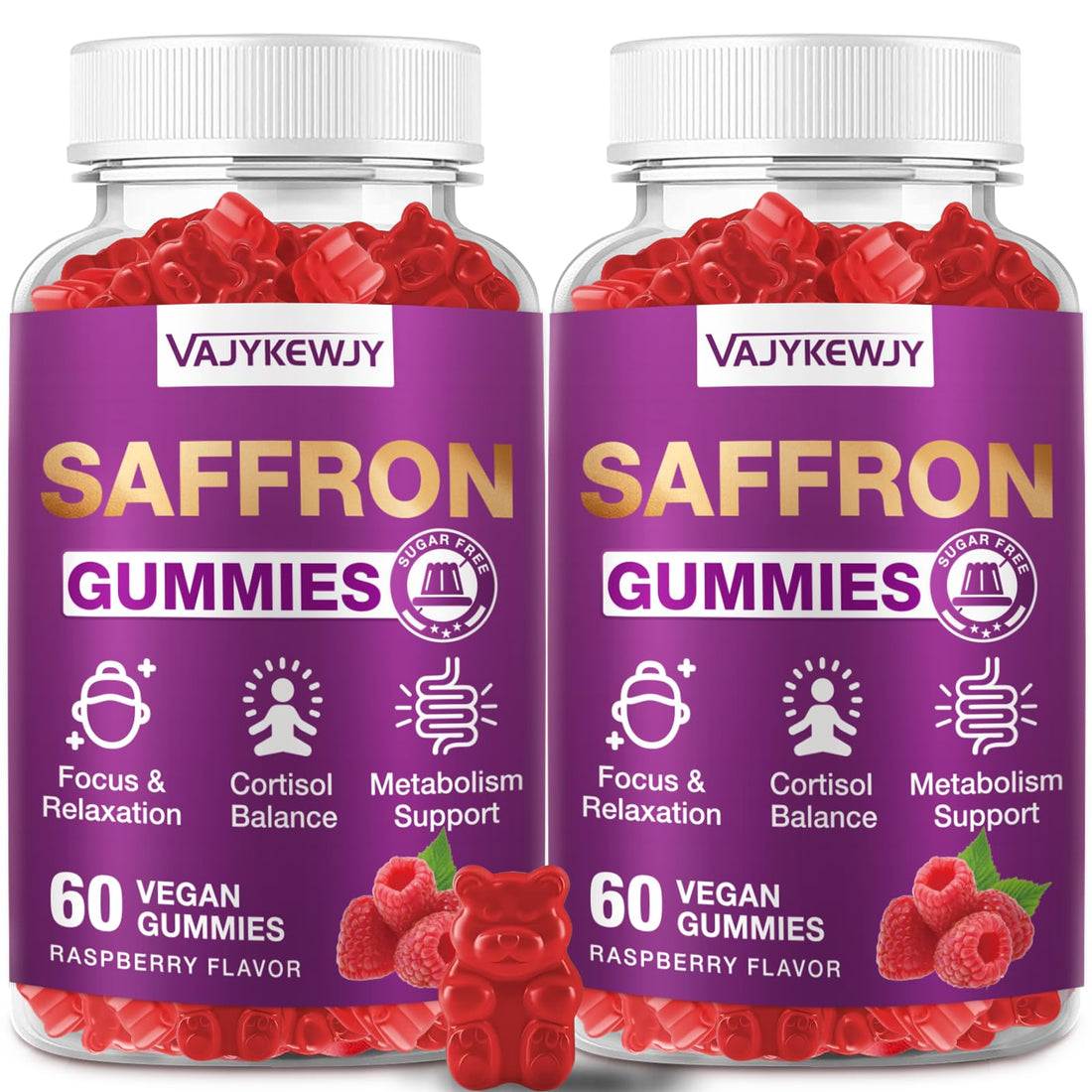 VAJYKEWJY Saffron Gummies (88.5 mg) with Magnesium — Enhanced with St. John’s Wort, Rhodiola, Ashwagandha & Vitamins B6, B12, D3 for Mood & Focus Support — 120 Count VAJYKEWJY Au supplements