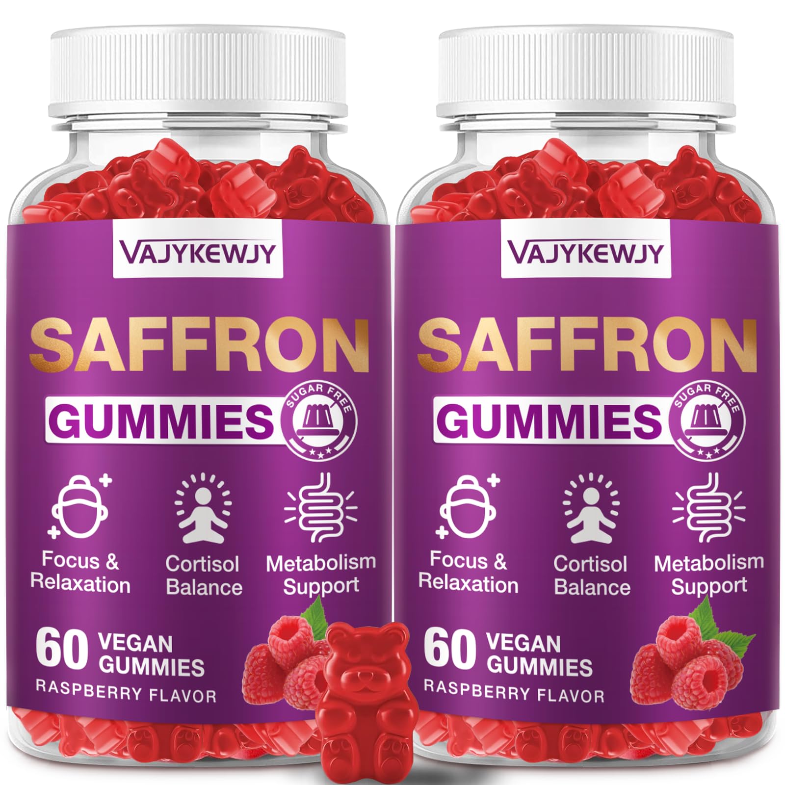 VAJYKEWJY Saffron Gummies (88.5 mg) with Magnesium — Enhanced with St. John’s Wort, Rhodiola, Ashwagandha & Vitamins B6, B12, D3 for Mood & Focus Support — 120 Count VAJYKEWJY Au supplements