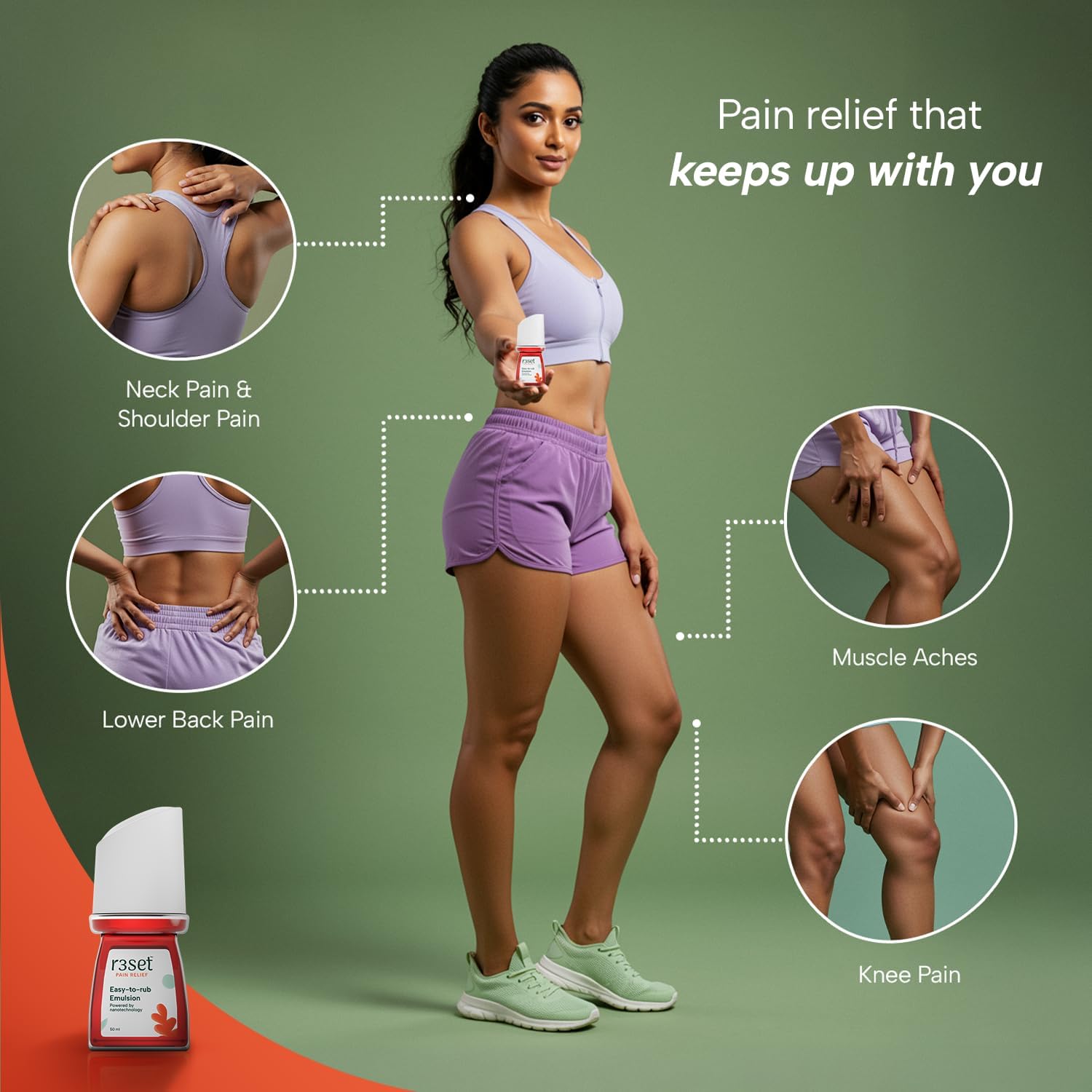 Pain Relief Emulsion Roll-On | Fast Relief for Muscle, Joint, Back, Neck, Knee Pain, Sports Injuries | 100% Natural, Absorbs Easily, No Side Effects | Herbal Ingredients for Aches & Soreness - 50ml Generic Au supplements