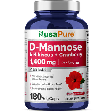 NusaPure D-Mannose Complex 1400 mg (with Hibiscus and Cranberry) - 180 Veggie Caps Non-GMO & Vegan NusaPure Au supplements