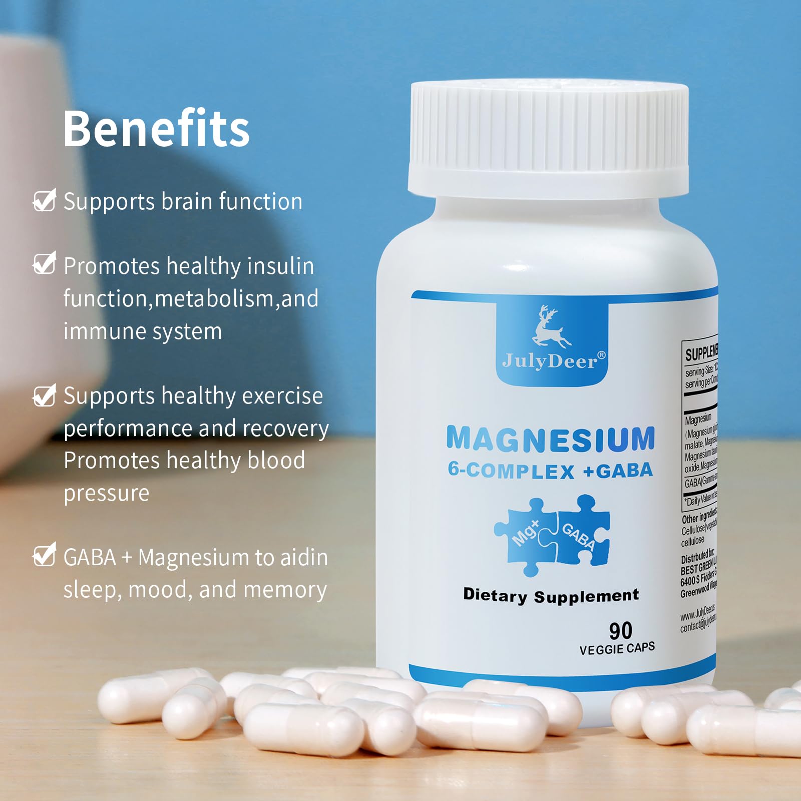 3 Bottles Sixfold Magnesium Complex | 350mg of Magnesium Glycinate, Malate, Citrate, Taurine, Oxide, Mg+ for Muscles,Nerves,& Energy, GABA Sleep Support | High Absorption | Vegan | 90 Capsules Risabou Au supplements