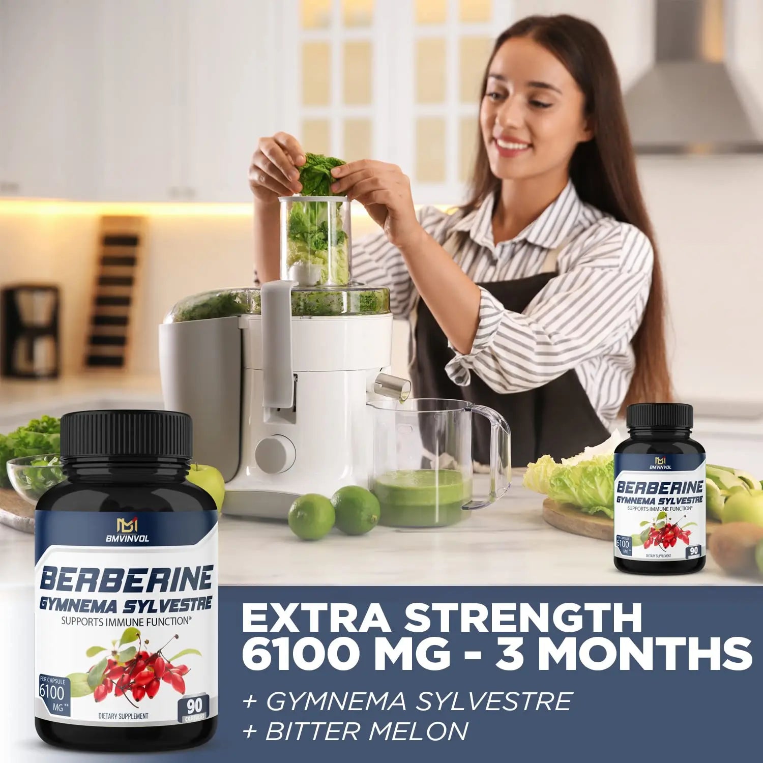 BMVINVOL 5-in-1 Berberine Supplement 6100mg with Ceylon Cinnamon, Gymnema BMVINVOL Au supplements