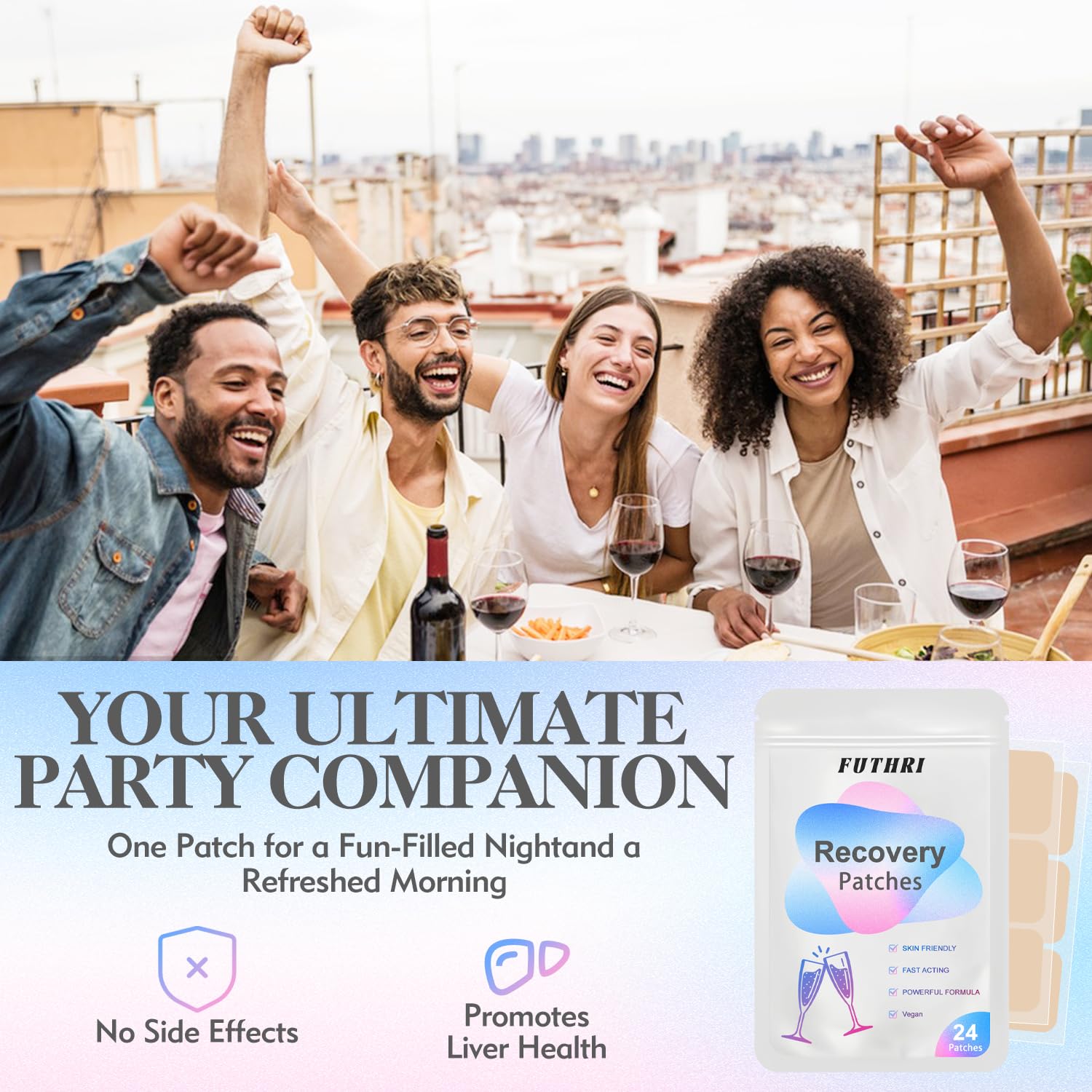 FUTHRI Recovery Patch 24 Pack: Wake Up Refreshed with Natural Ingredients - Waterproof & Skin-Friendly - Pre-Drink Patch for Festivals & Nights Out FUTHRI Au supplements