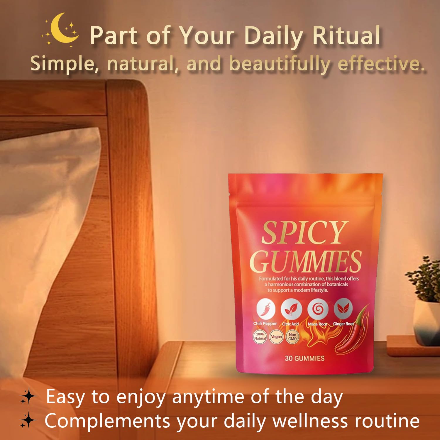 Spicy Square Gummy, Hot Peach Gummies – Natural Chili Flavor, 30 Gummies Voererh Au supplements