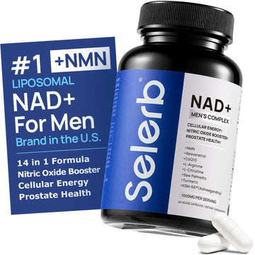 Liposomal NAD Supplement for Men – NMN Supplement Nitric Oxide Prostate Health Supplements with Resveratrol, CoQ10, L Citrulline and Lycopene for Anti-Aging & Cellular Energy Support 60 Capsules Selerb Au supplements