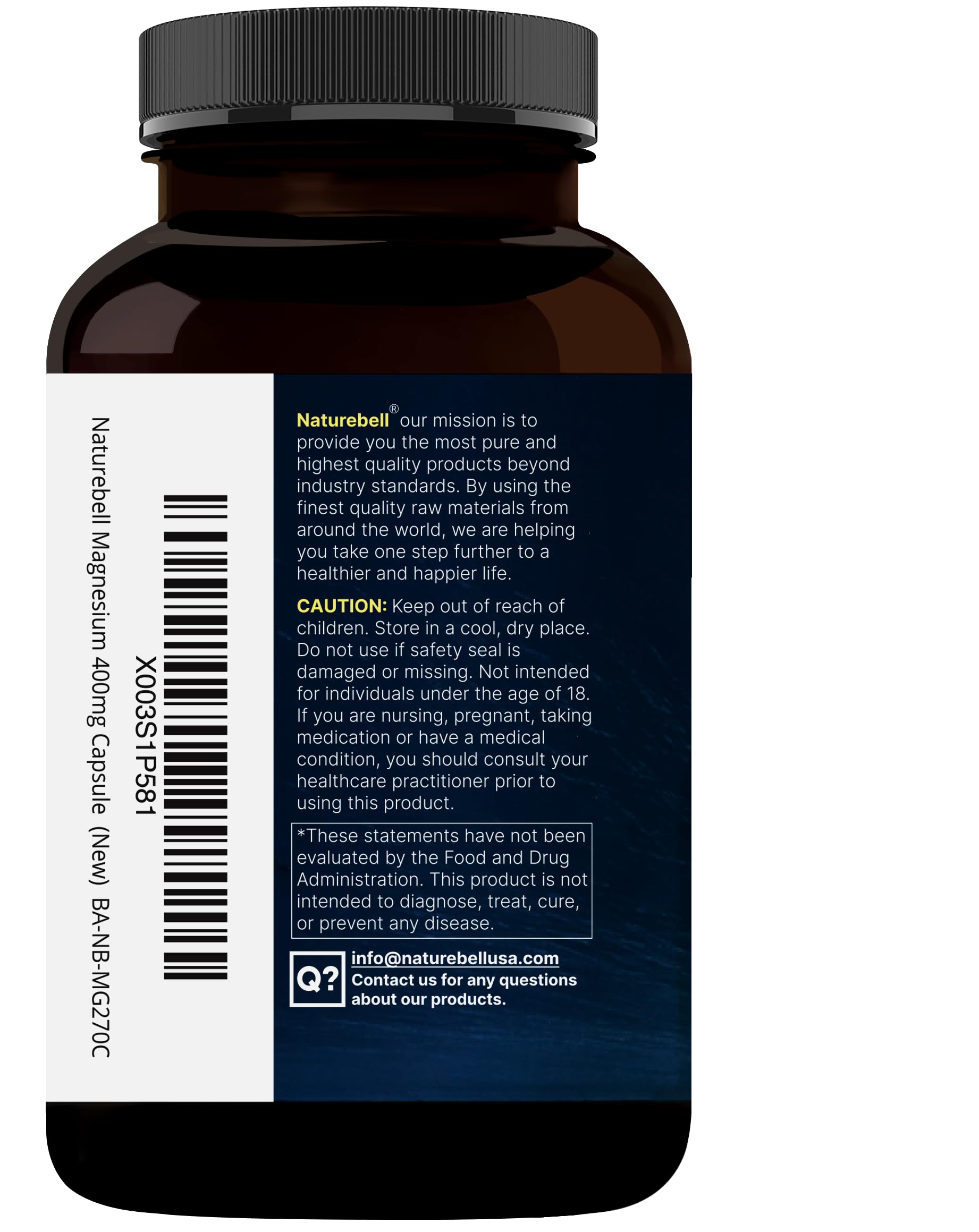NatureBell Magnesium Glycinate 400mg Elemental, 270 Capsules | 100% Chelated for High Absorption | Supports Muscle, Bone & Heart Health | Non-GMO, Gluten-Free, Vegan NatureBell Au supplements