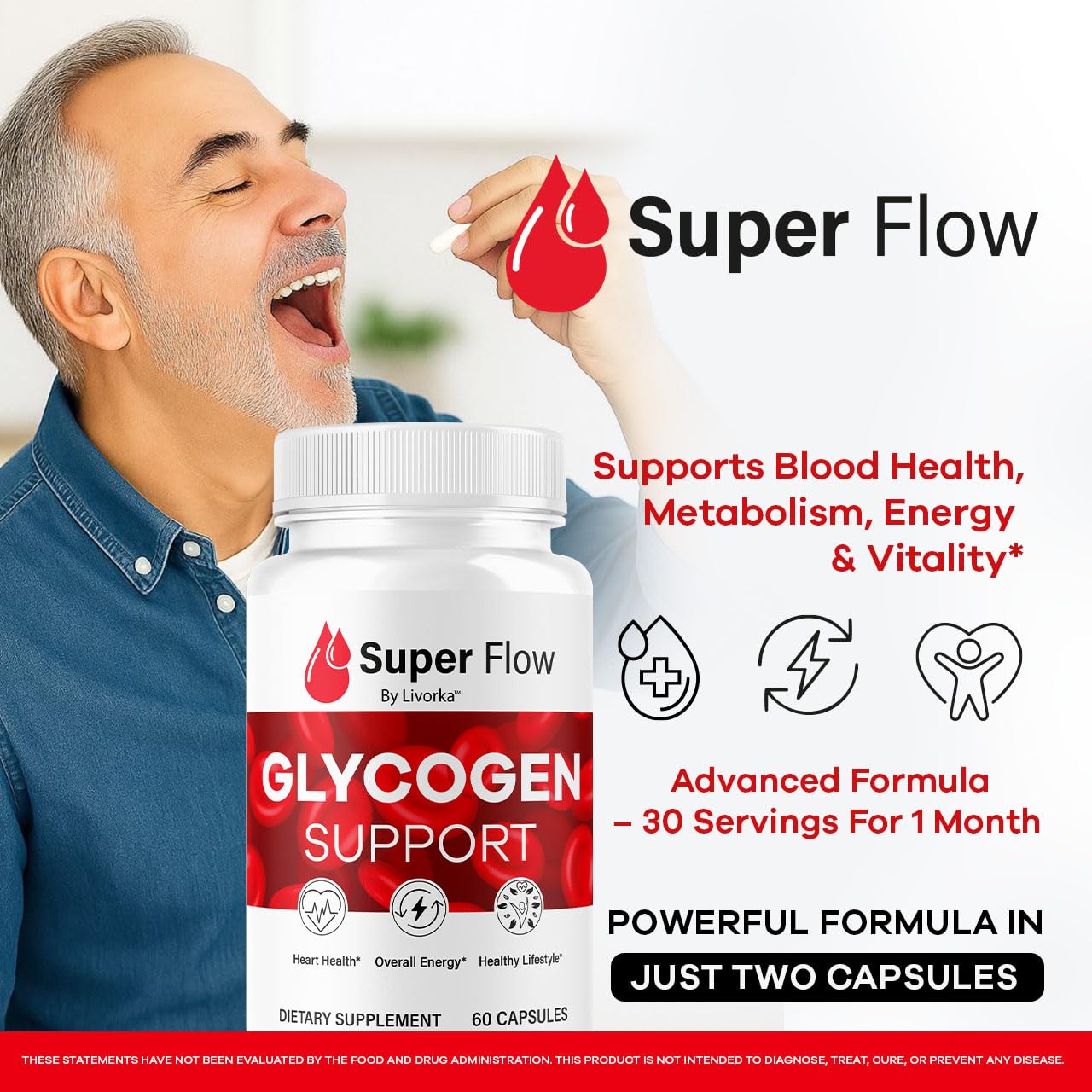 (2 Pack) Super Flow Glycogen Capsules - Official SuperFlow Advanced Glycogen Support Pills - Maximum Strength, Natural Formula Vitamins for Overall Health & Wellness Reviews, 120 Capsules for 2 Months LIVORKA Au supplements