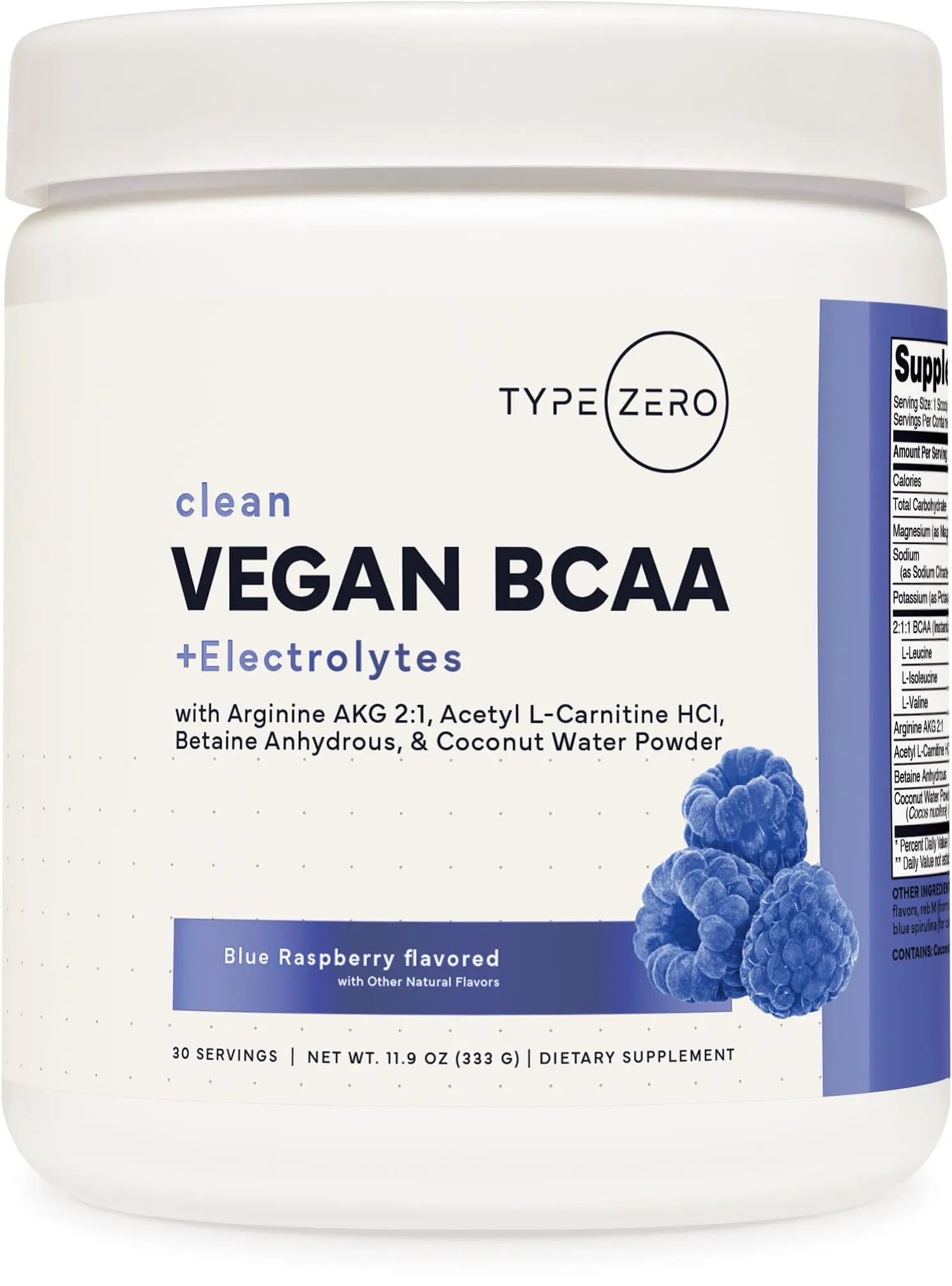 Type Zero Ultra Clean Vegan BCAA Powder + Electrolytes (Blue Raspberry | 6G) 2:1:1 Sugar-Free/No Sucralose BCAAs Amino Acids Supplement - BCAA Vegan Amino Acids After Workout Drink, 30 Servings Type Zero Au supplements
