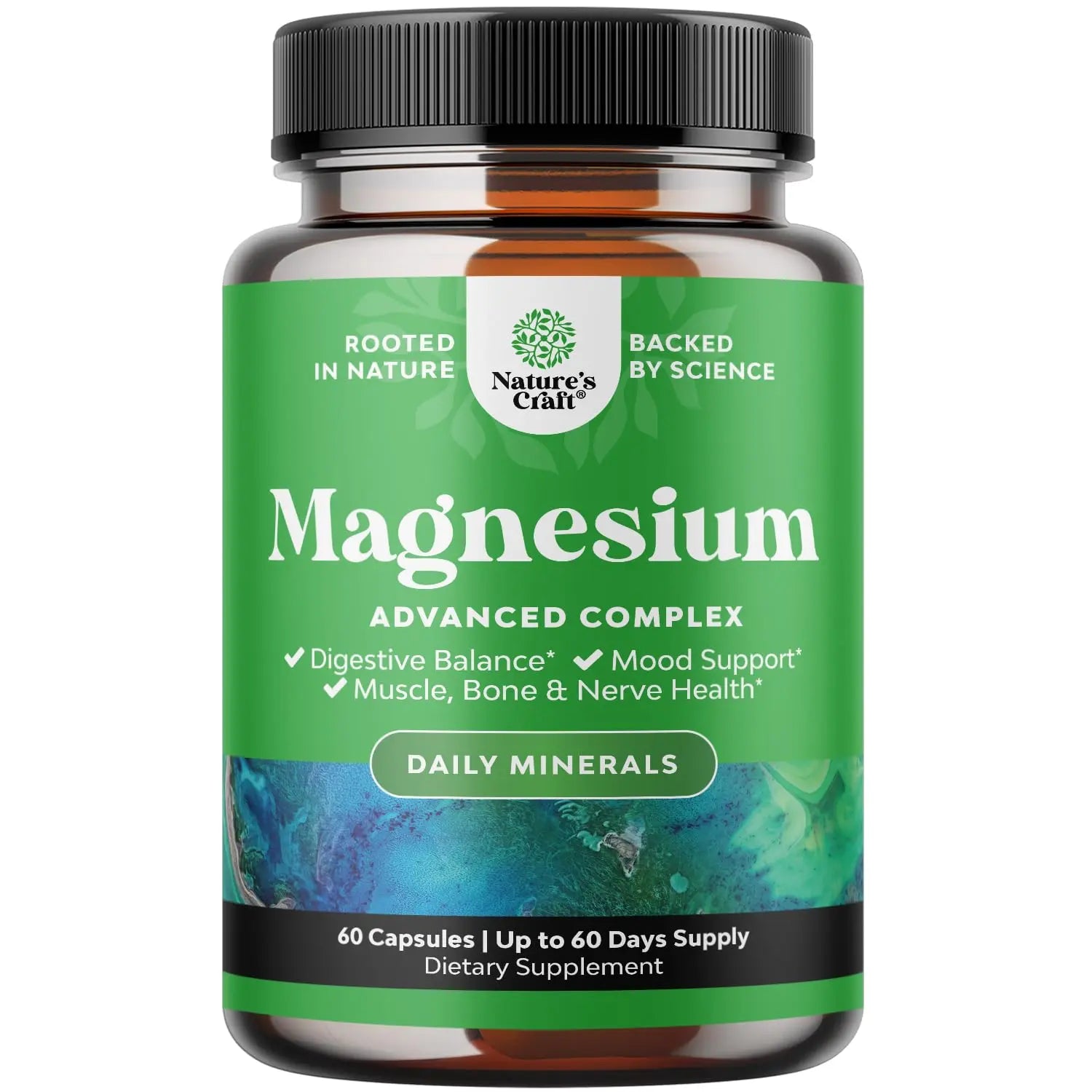 High Absorption Magnesium Complex Supplement - Magnesium Oxide 500mg with Citrate 500mg for Sleep and Mood Support - Pure Citrate per Serving for Muscle Stomach and Digestion - 60 Count Natures Craft Au supplements
