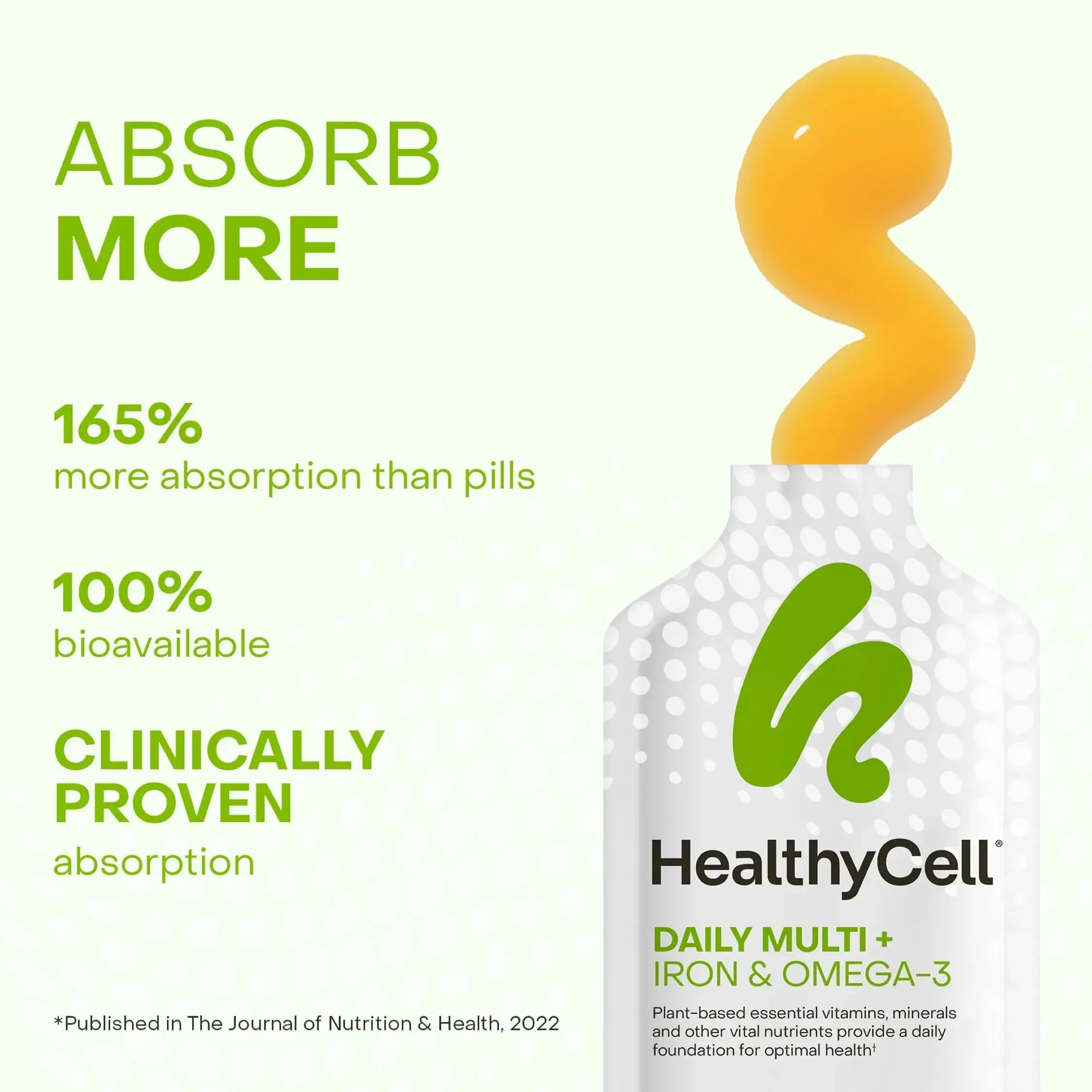 Healthycell Vegan Daily Multivitamin Liquid Supplement with Iron and Omega-3, 25+ Essential Vitamins, Minerals & Nutrients for Brain Healthycell Au supplements