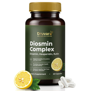 Druvara Diosmin Hesperidin with Rutin & B Vitamins | Vein Support Supplement for Leg Comfort, Healthy Circulation, Vein Strength & Improved Mobility - 60 Capsules Druvara Au supplements