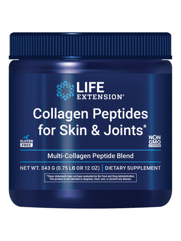 Life Extension Collagen Peptides for Skin & Joints, Collagen Types I, II & III in an Easy-Mix Powder, Gluten Free, Non-GMO, net Weight 343 Grams Life Extension Au supplements