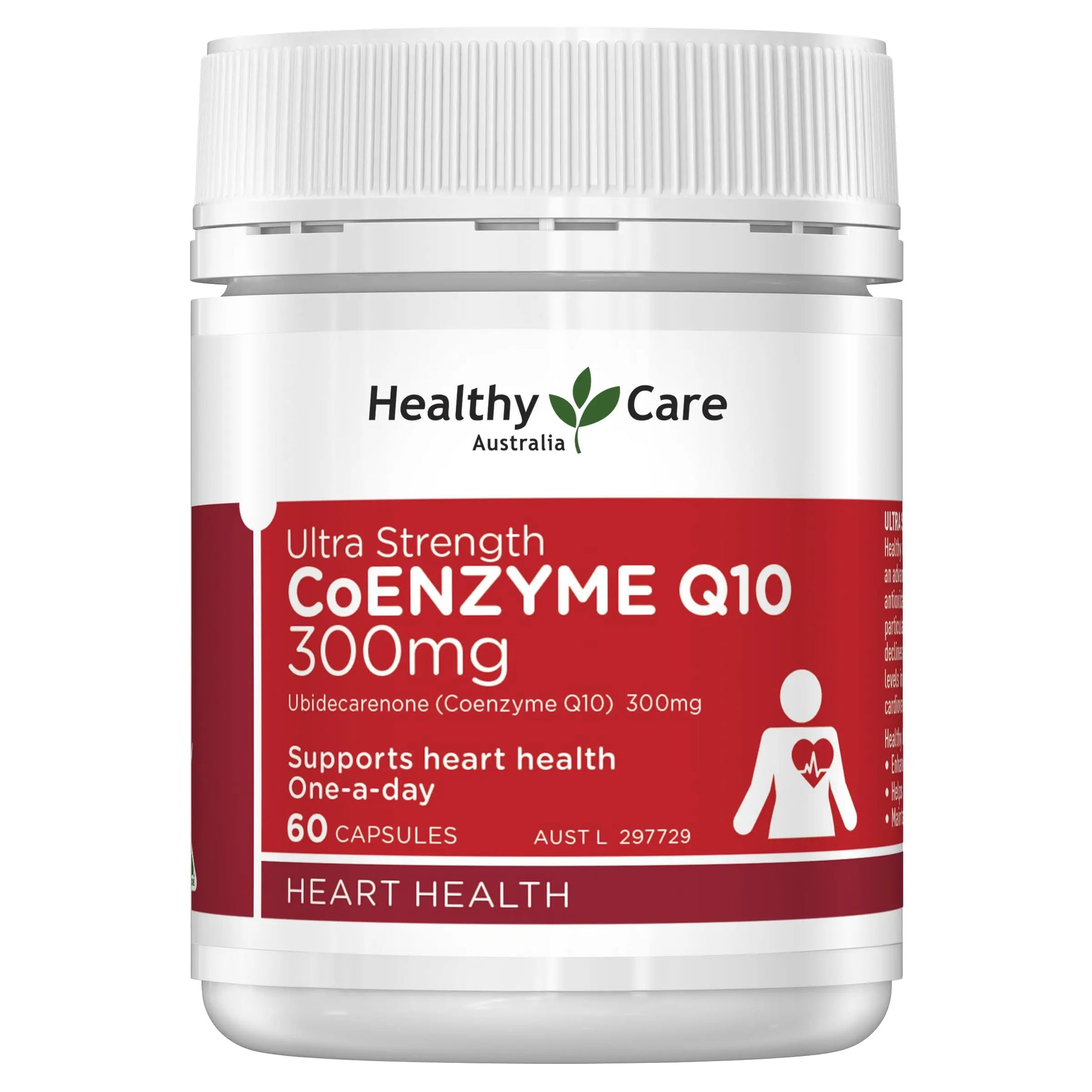 Healthy Care Ultra Strength 300mg Co Enzyme Q10 Capsules, Red, 60 Count | Supports Healthy Care Au supplements