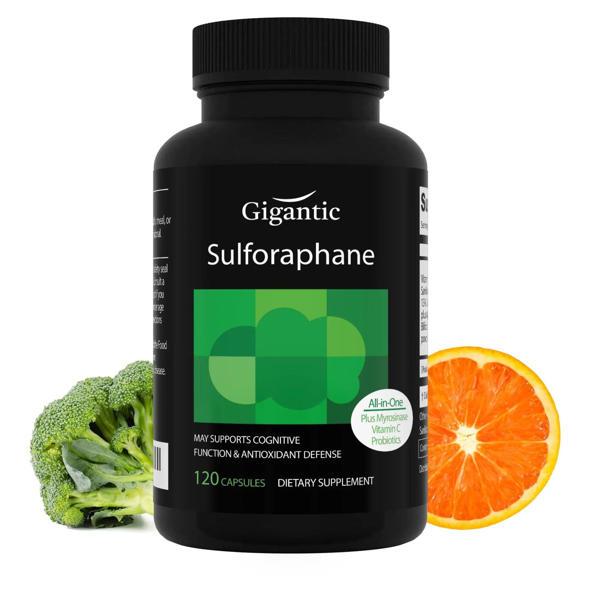 GIGANTIC Sulforaphane + Myrosinase 10mg (120 Capsules) - Includes Vitamin C GIGANTIC Au supplements