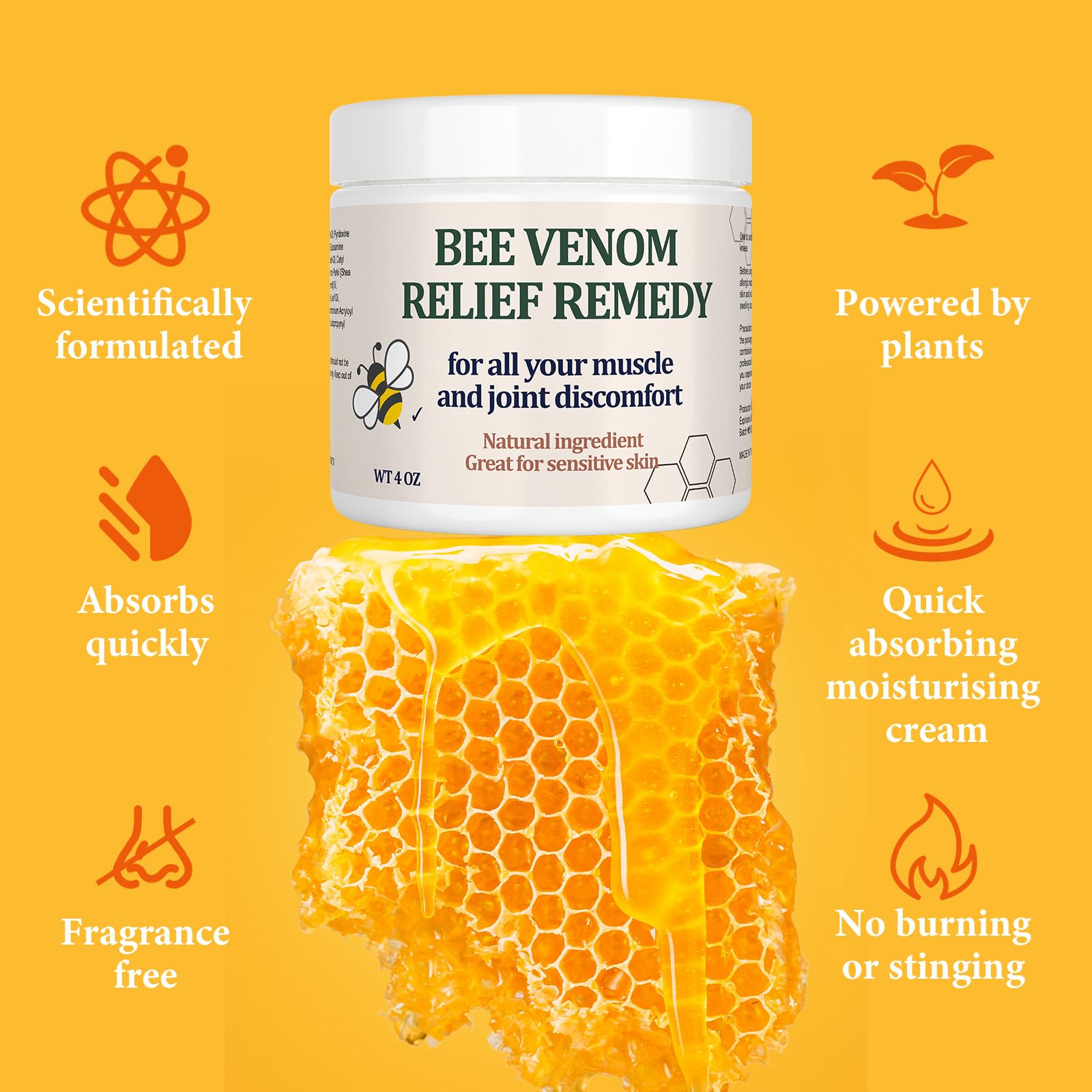 Natural Organic Bee Venom Muscle & Joint Cream, Extra Effective Muscle & Joint Care, for Neck, Hand, Feet, Knee, Muscles, Shoulder, Wrist, Elbow, Ankle, Foot Aches, Arnica, Vitamin B6 KOKOMAANE Au supplements