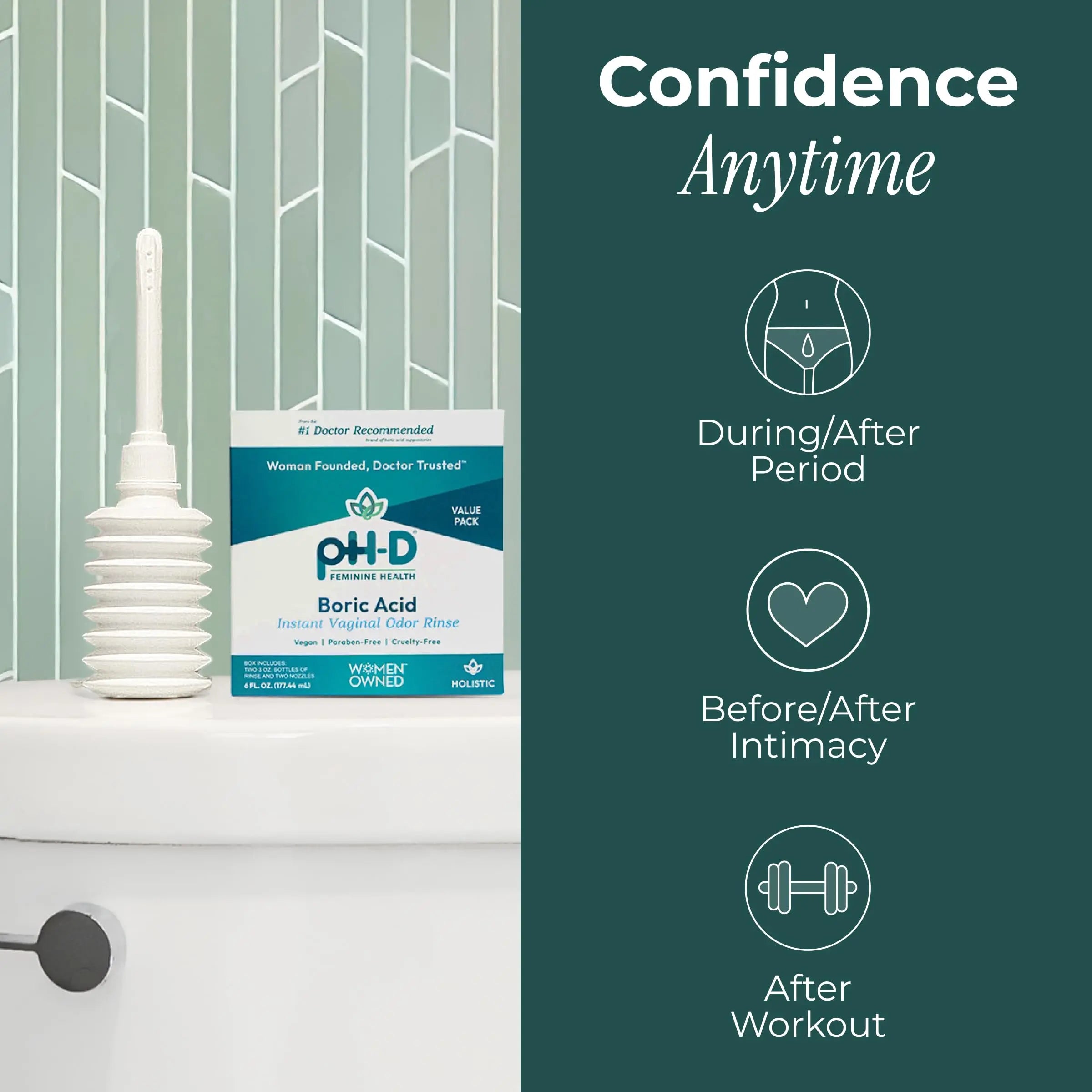 pH-D Feminine Health Support - Instant Odor Rinse with Boric Acid for Vaginal Odor - Vegan, Paraben-Free, Cruelty-Free, 6 Fl Oz Total, (3 Fl Oz, Pack of 2) pH-D Feminine Health Support Au supplements