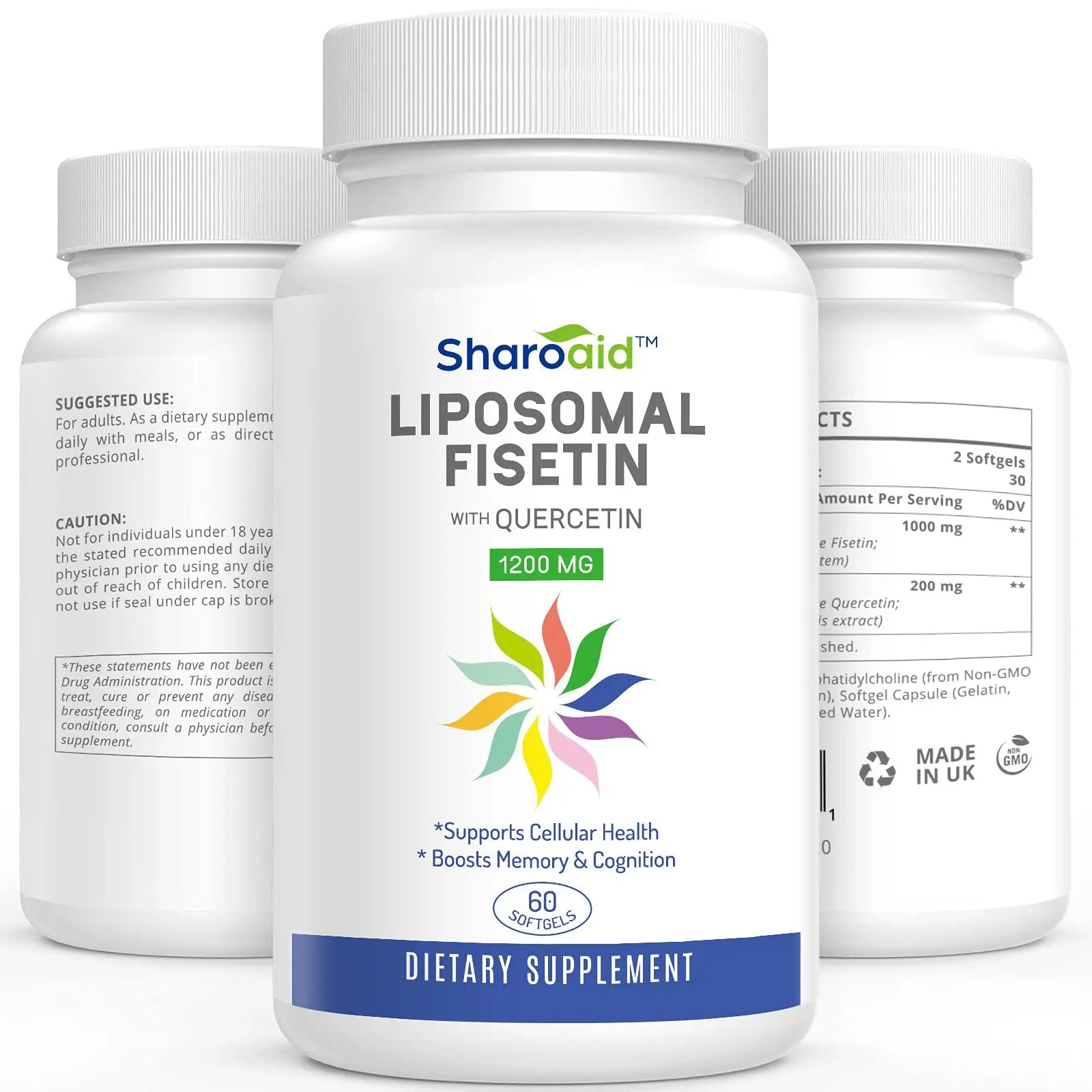 Sharoaid Liposomal Fisetin with Quercetin Supplements 1200 mg per Serving,High Absorpti Sharoaid Au supplements