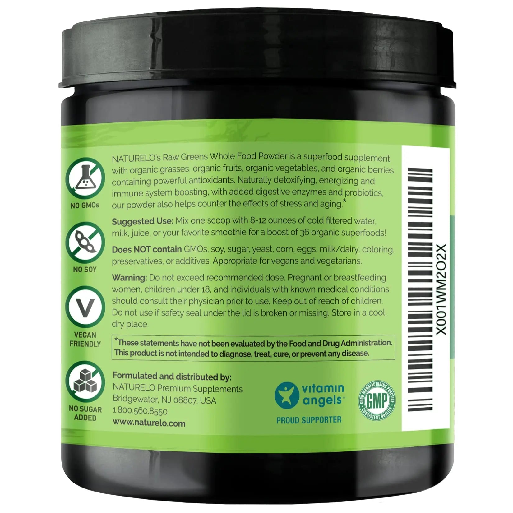 NATURELO Raw Greens Superfood Powder - Wild Berry Flavor - Boost Ener NATURELO Au supplements