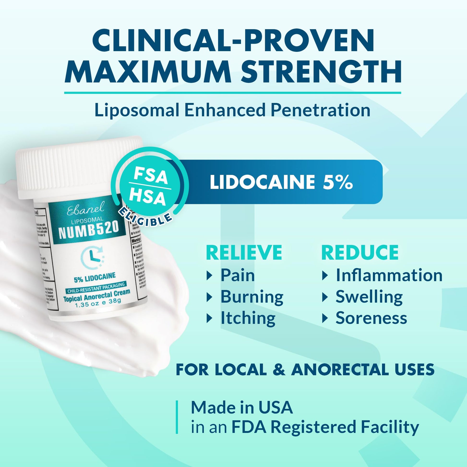 Ebanel 5% Lidocaine Numbing Cream, 2-Pack Pain Relief Burn Itch Numb Cream, Maximum Strength Topical Anesthetic with Allantoin, Vitamin E for Local and Anorectal Uses, Hemorrhoid Treatment Ebanel Au supplements