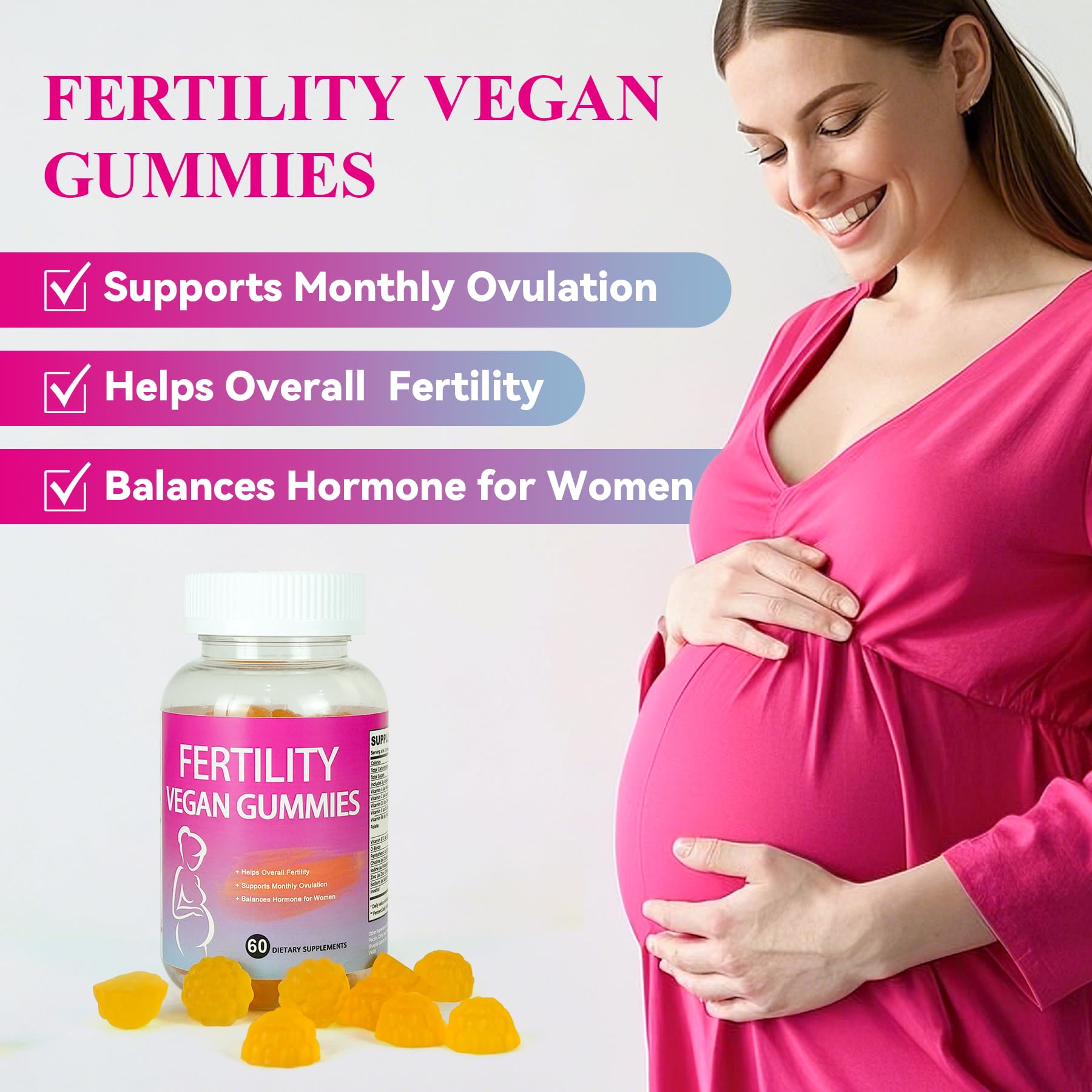 Fertility Gummies for Women to Get Pregnant Fast, Folic Acid Conception Gummies to Boost Fertility for Her, 60 Count Fertility Vitamin Gummy Support Hormone Balance, Ovulation & Period Cycle Aromlife Au supplements
