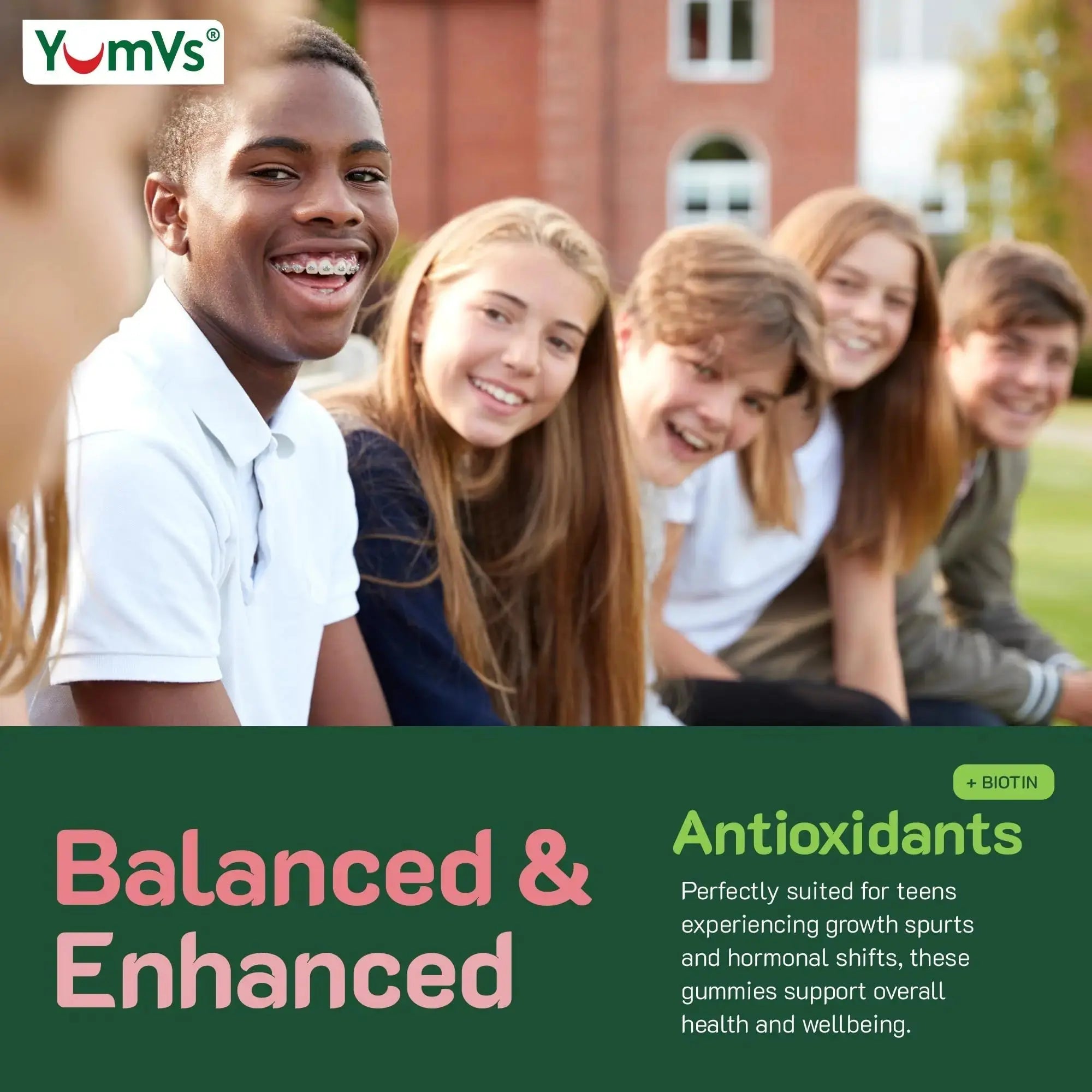 YumVs Teen Multivitamin Gummies with Biotin and Antioxidants - Raspberry Flavor - Hair Skin Nails Support - Kosher Teenager Vitamins YUM-V'S Au supplements