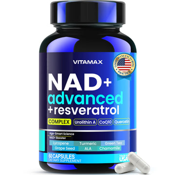Liposomal NAD+ Supplement Extra Strength | Urolithin A, Resveratrol, CoQ10 - Women & Men - ALA, Green Tea, Quercetin, Lycopene | High Purity, Energy & Regeneration - Made in USA – 60ct Vitamax Au supplements