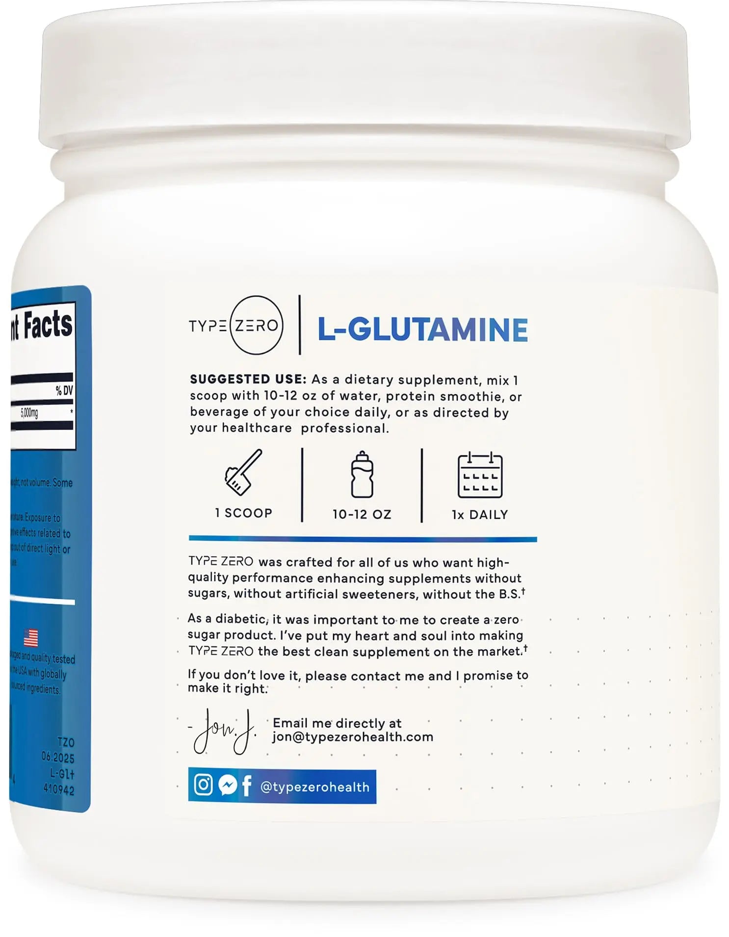 Type Zero L-Glutamine Powder (500G) 3-Month Supply Pure L-Glutamine Supplement - Vegan, Gluten Free, No Fillers Type Zero Au supplements