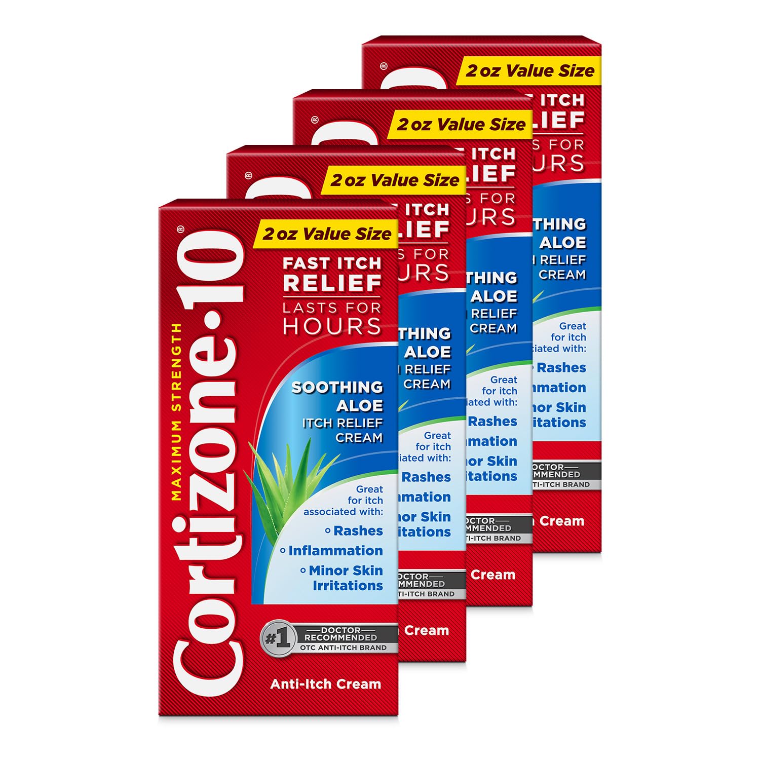 Cortizone-10 Maximum Strength Soothing Aloe Itch Relief Cream, 1% Hydrocortisone, Fast-Acting, Anti-Itch Cream for Bug Bites, Rash, Eczema, Psoriasis, Poison Ivy, Oak, Sumac, 2 oz (Pack of 4) Cortizone 10 Au supplements