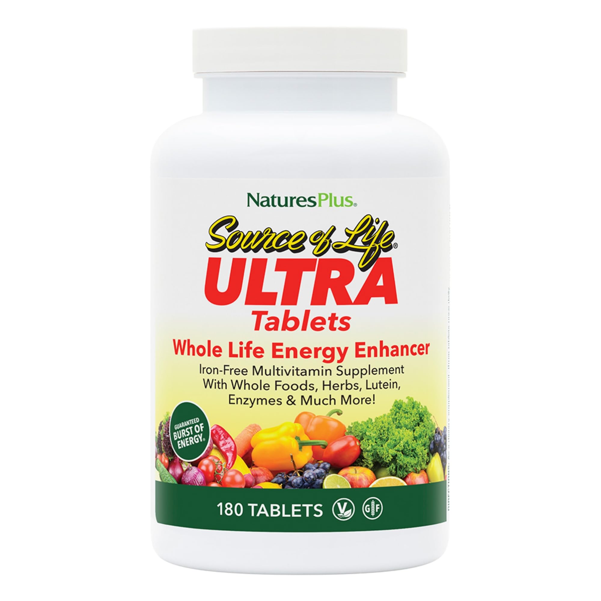 NaturesPlus Ultra Source of Life No-Iron Multivitamin - 180 Tablets - Supports Immune Health, Energy & Overall Well-Being - with Lutein & Vitamin D3 - Vegetarian & Gluten Free - 60 Servings NaturesPlus Au supplements