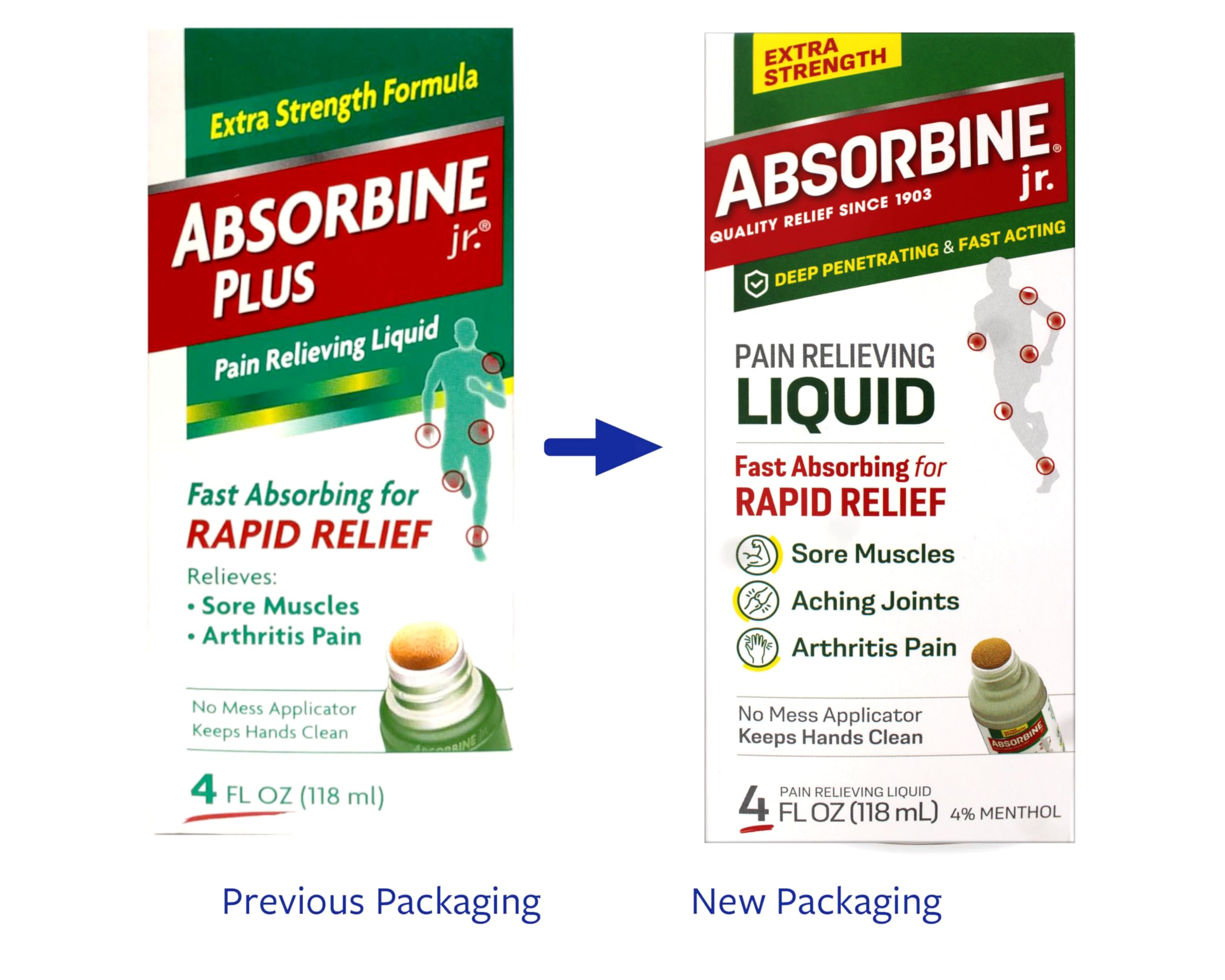 ABSORBINE JR. Extra Strength Pain Relieving Liquid, for Muscle, Joints, Arthritis Pain, with No-Mess Applicator, 4 Oz - 3 Pack Absorbine Au supplements