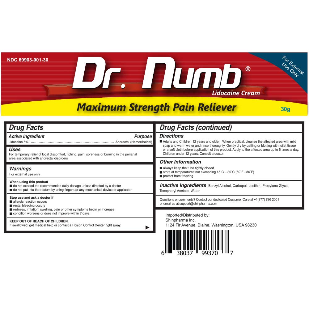 Dr. Numb 5% Lidocaine Numbing Cream, Fast-Acting Maximum Strength Topical Anesthetic Pain Relief Burn Itch Numb Cream with Vitamin E for Hemorrhoid Treatment, Local and Anorectal Uses - 30g 4 Pack Dr. Numb Au supplements